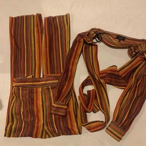 Michael Costello revolve retro 2 pc pants crop wrap top xs